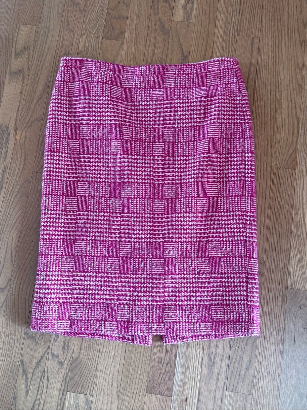J. Crew Pink Checked Tweed Wool No. 2 Pencil Skirt 12